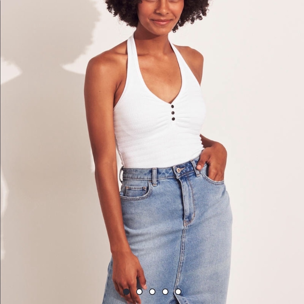 White Hollister halter top crop top